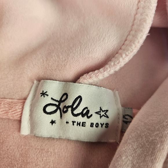 Lola + The Boys Girls Pink Smiley Face Patch Zip Up Hoodie Sweatshirt Size 12 - Picture 6 of 9